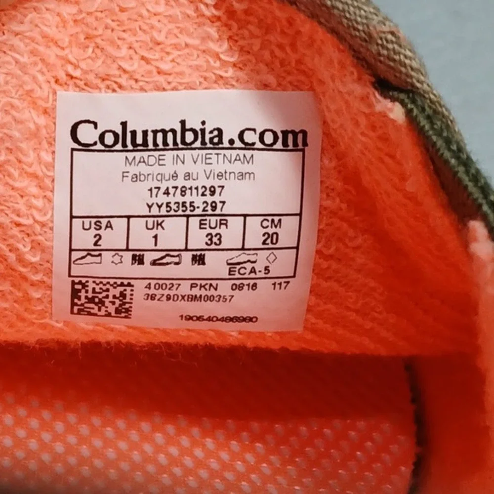 Columbia Crankbait Omni-Grip Casual Sneakers Youth Size 2 Multi Canvas‎ Slip On